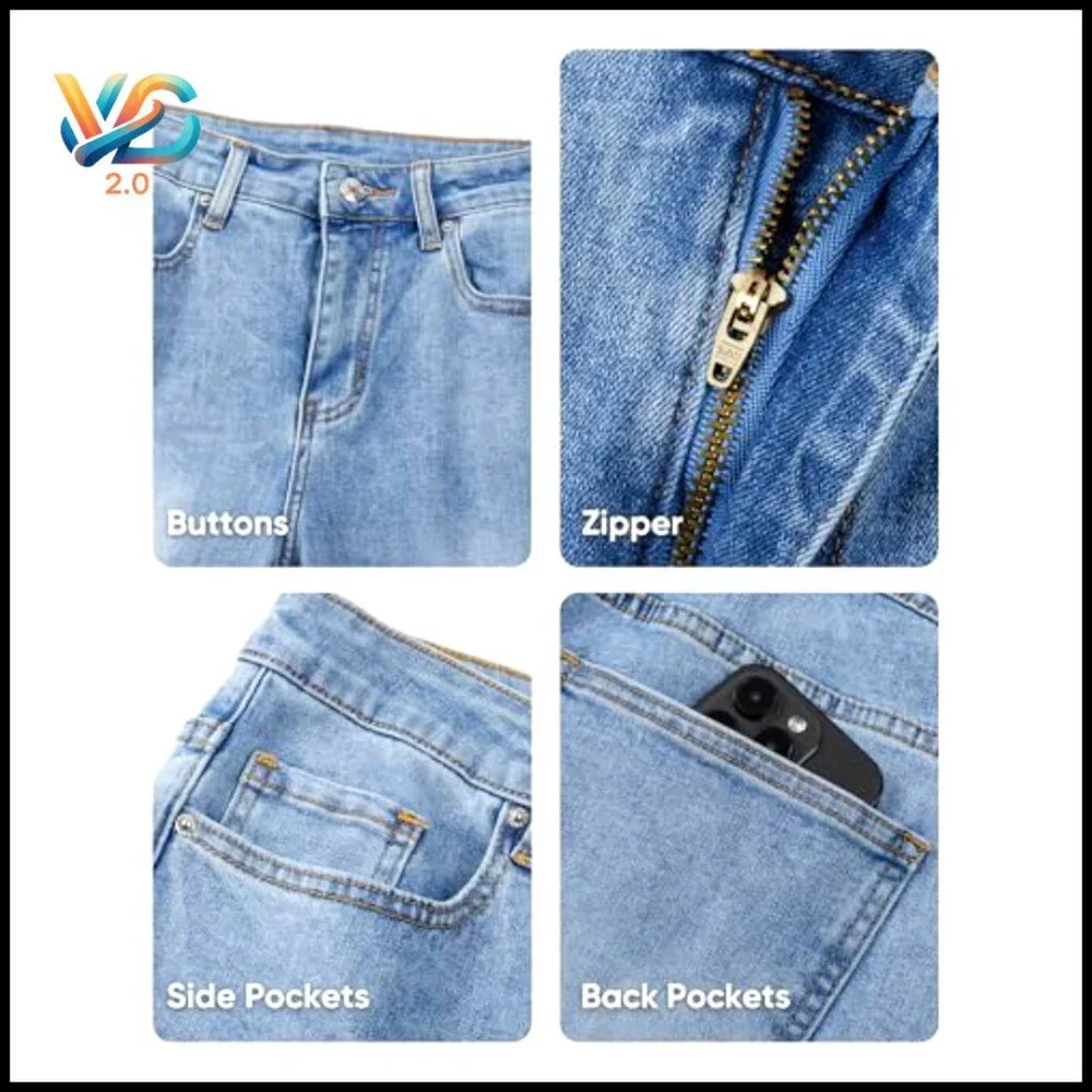 Slim Fit Stretch Tapered Skinny Jeans Comfort Flexible Denim Pants Classic‎